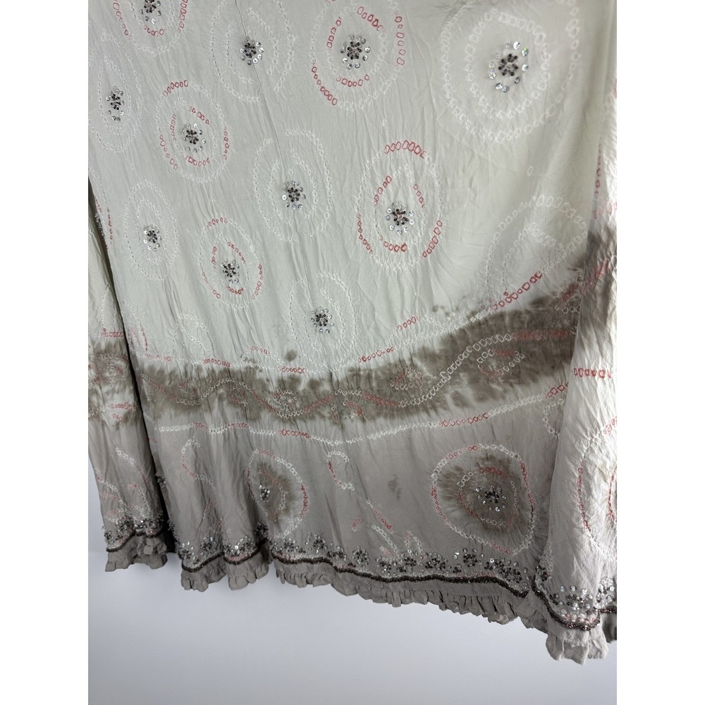 Jane Seymour Silk Skirt Size 12 MS Gypsy Boho Ethereal Beaded Sequin Maxi Ombre - Picture 5 of 15